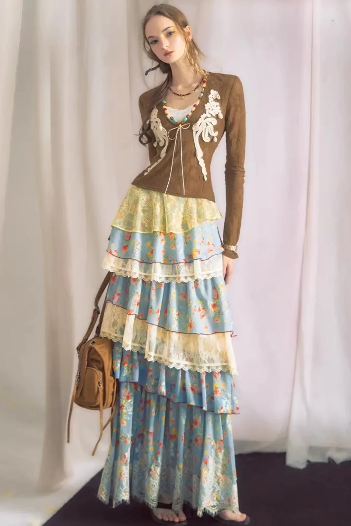 Blue Dan Lace Top and Skirt Set-Up