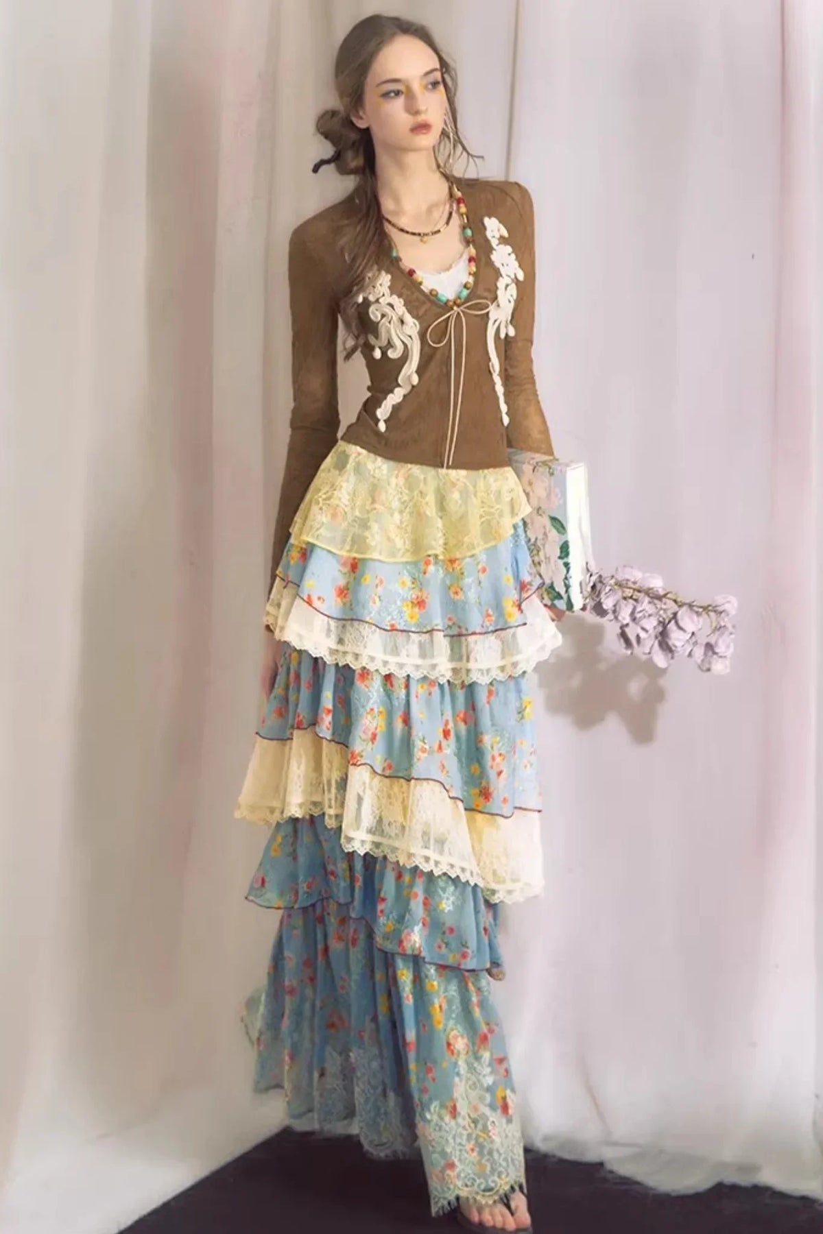 Blue Dan Lace Top and Skirt Set-Up