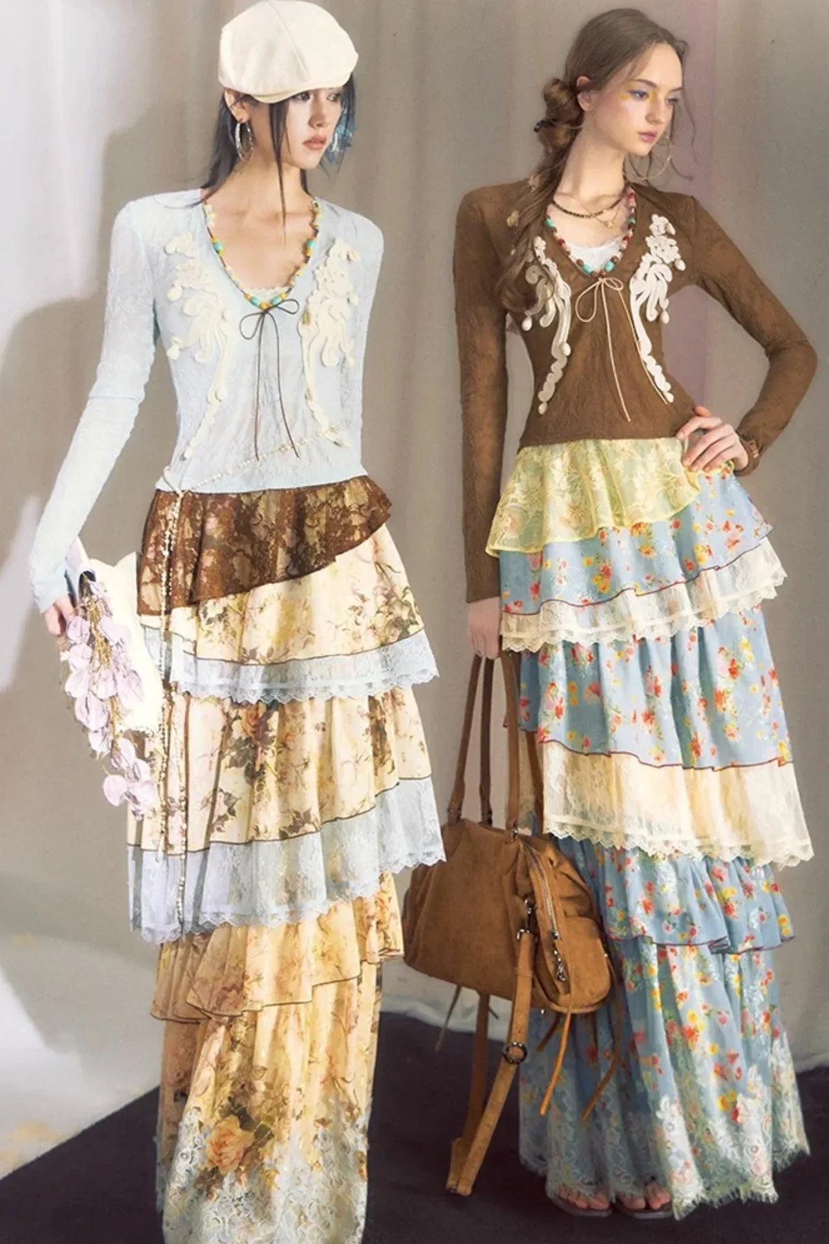 Blue Dan Lace Top and Skirt Set-Up