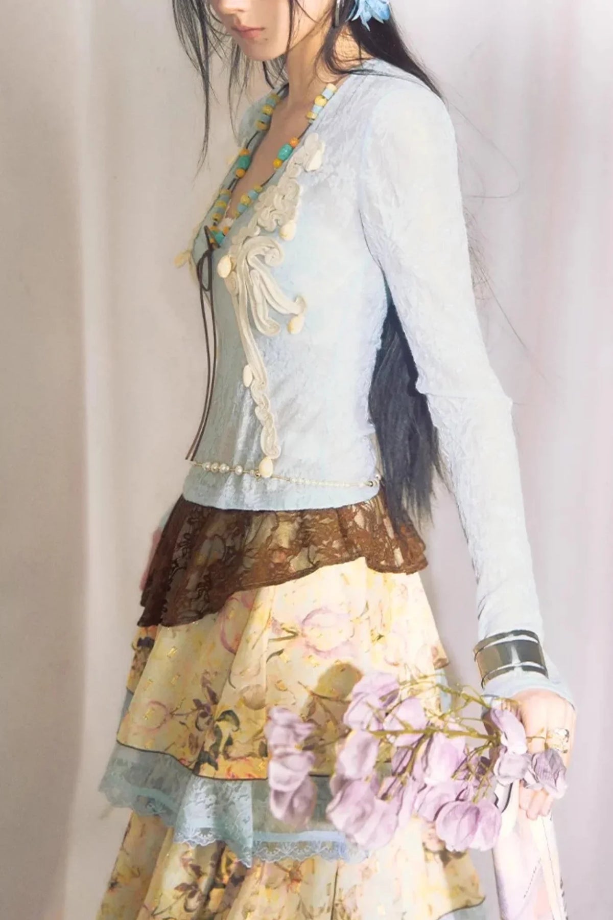 Blue Dan Lace Top and Skirt Set-Up