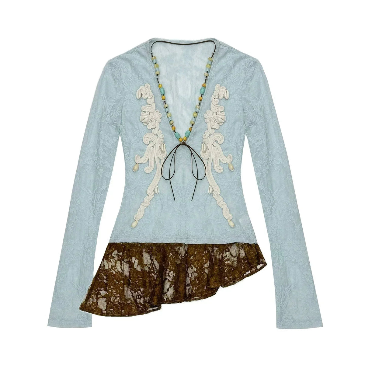 Blue Dan Lace Top and Skirt Set-Up