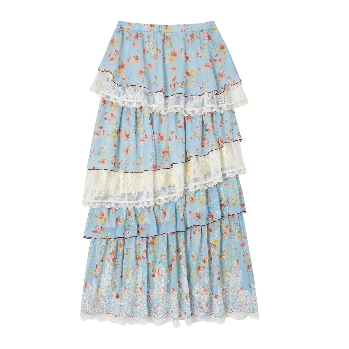 Blue Dan Lace Top and Skirt Set-Up