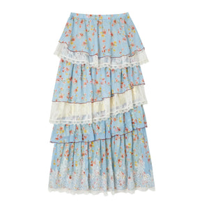 Blue Dan Lace Top and Skirt Set-Up