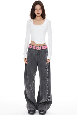 Blue Distressed Denim Pants