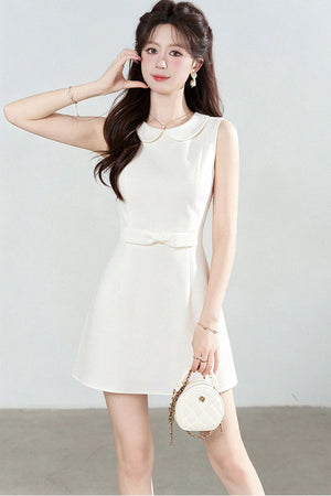 Blue Doll Collar Sleeveless Vest Dress