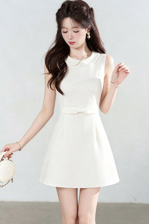 Blue Doll Collar Sleeveless Vest Dress