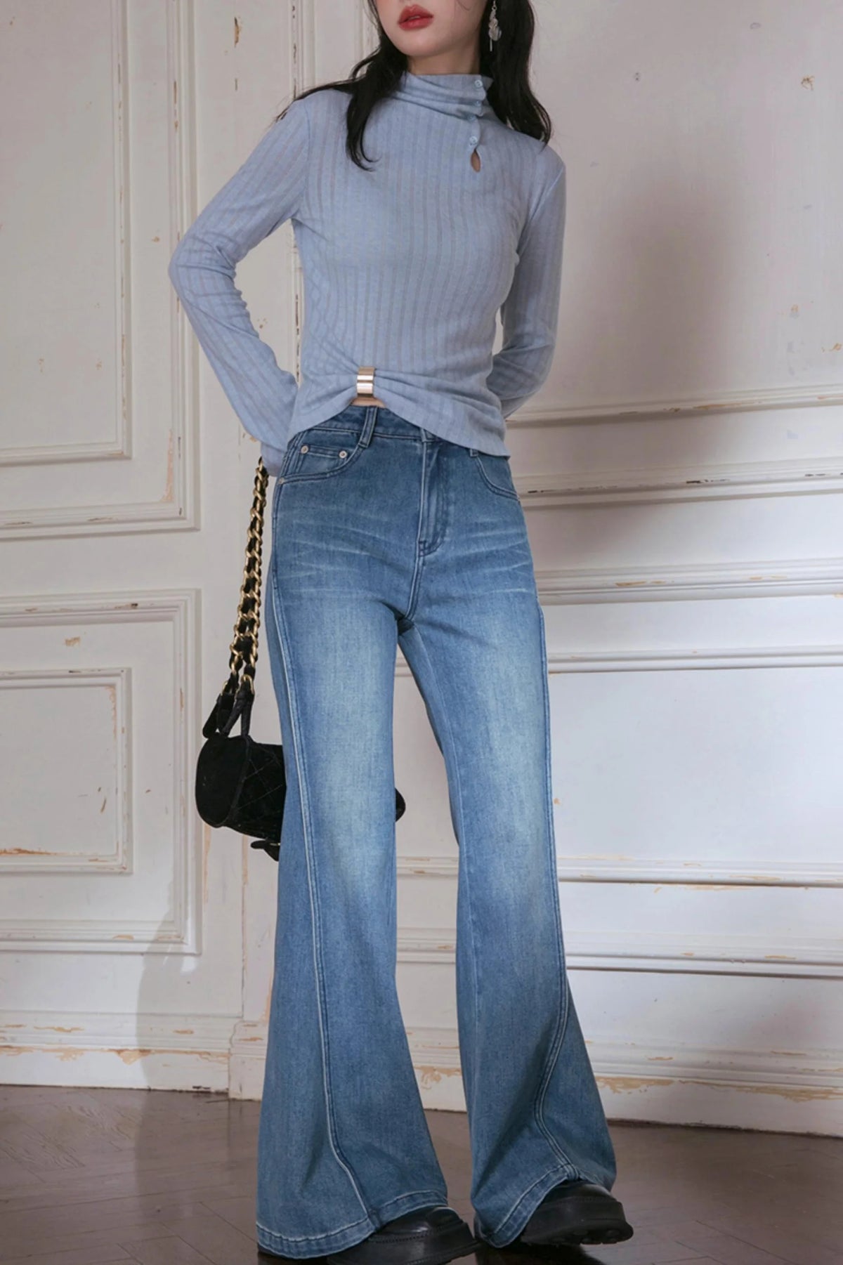 Blue Flared Pants