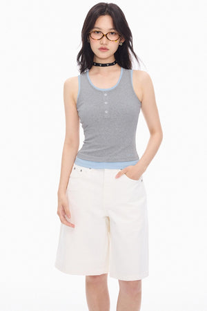 Blue Gray Layered Tank Top