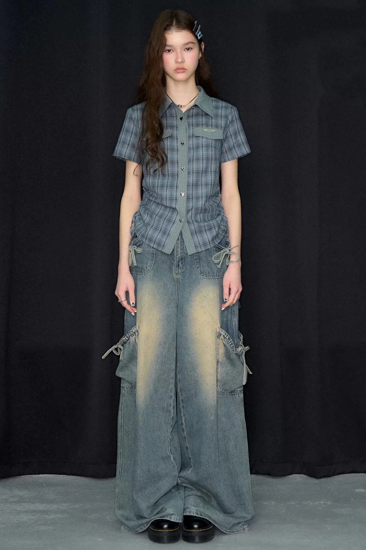 Blue Green Plaid Short Sleeve Shirt