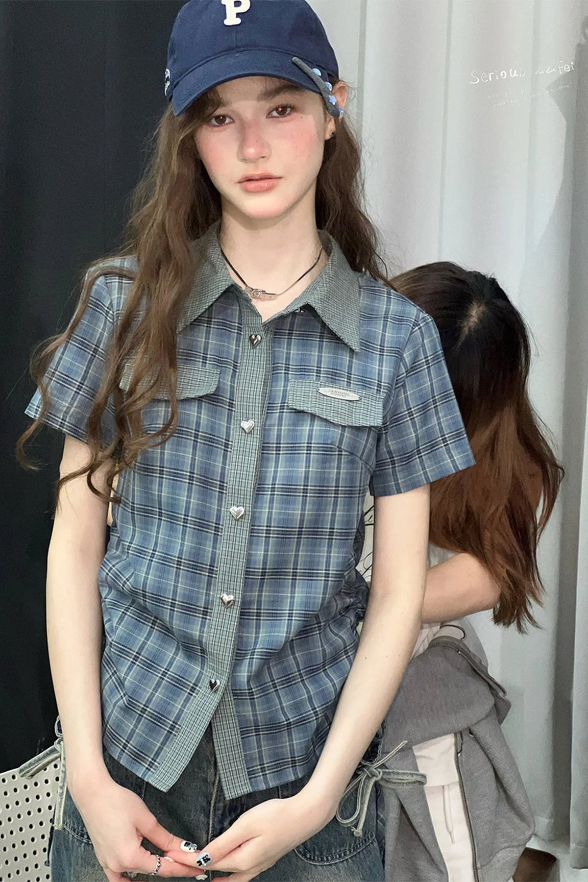 Blue Green Plaid Short Sleeve Shirt