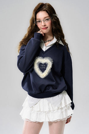 Blue Holiday V-Neck Layered Sweatshirt