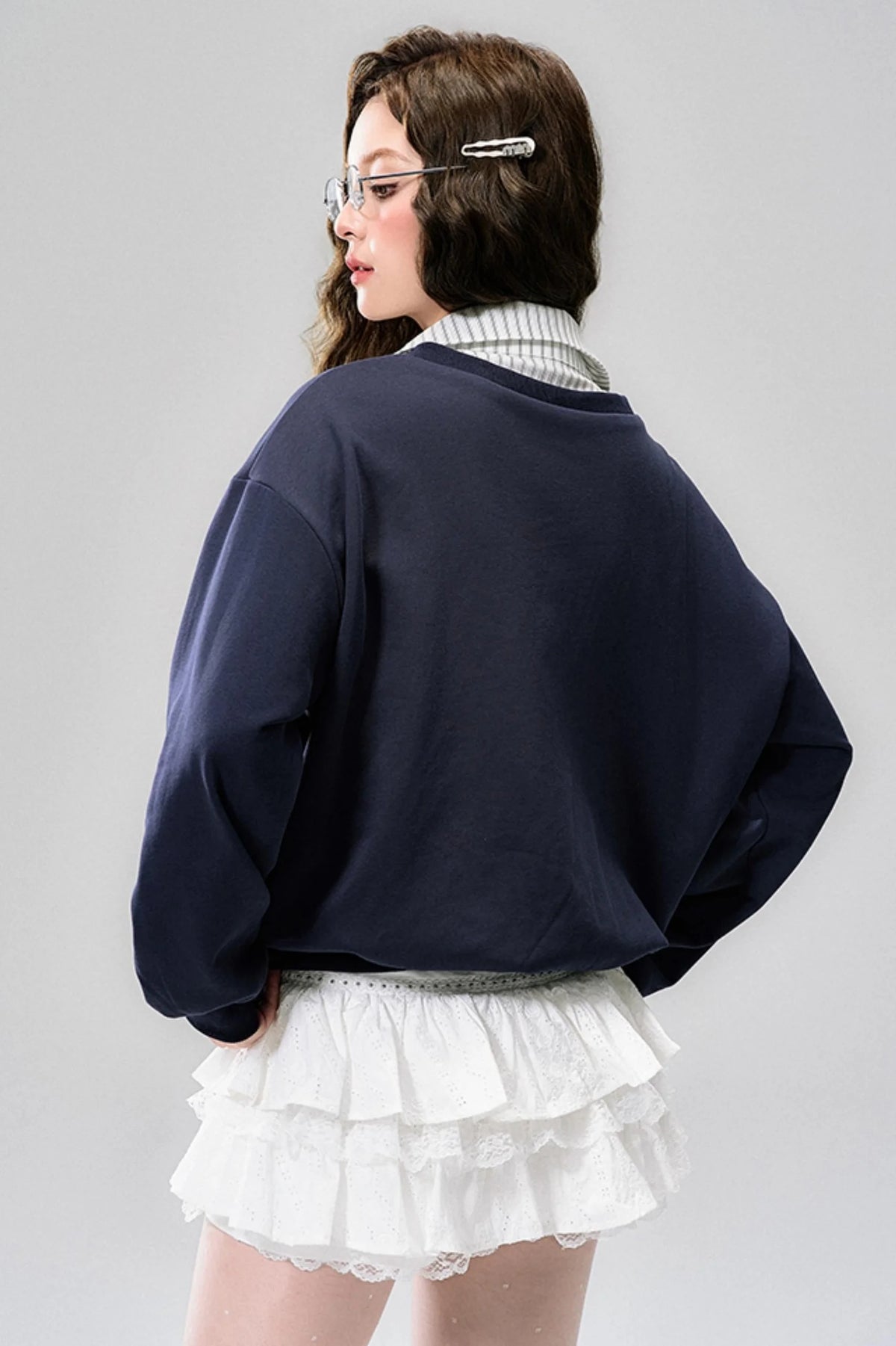 Blue Holiday V-Neck Layered Sweatshirt