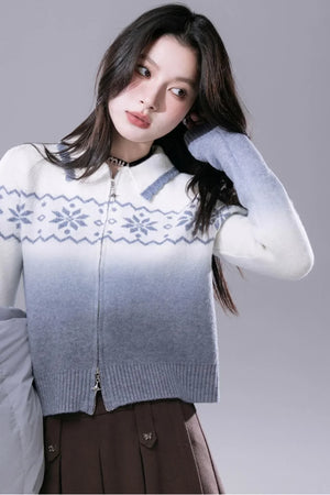 Blue Lagoon Gradient Jacquard Sweater