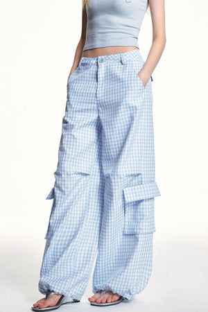 Blue Plaid Cargo Pants