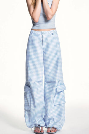 Blue Plaid Cargo Pants