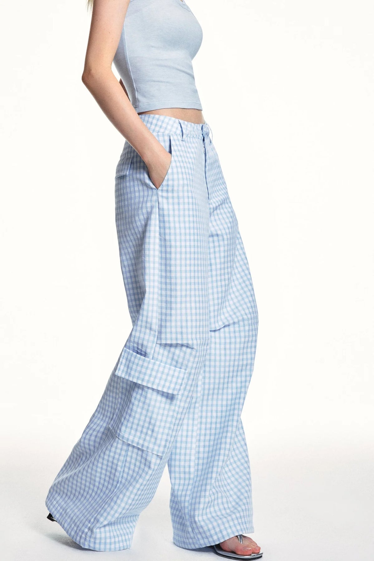 Blue Plaid Cargo Pants