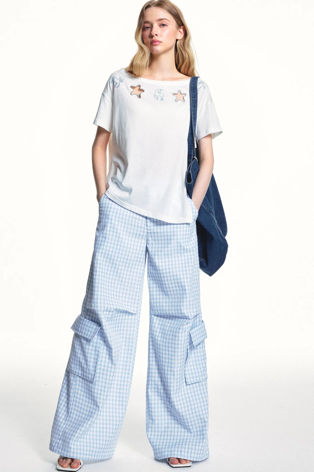 Blue Plaid Cargo Pants