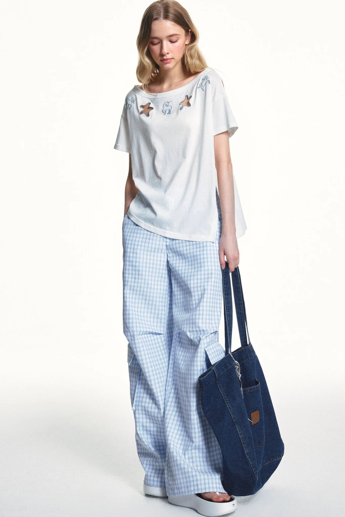 Blue Plaid Cargo Pants