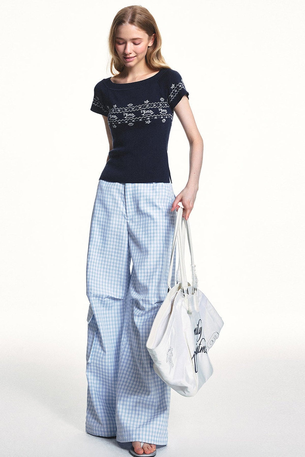 Blue Plaid Cargo Pants