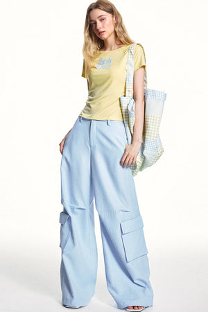 Blue Plaid Cargo Pants