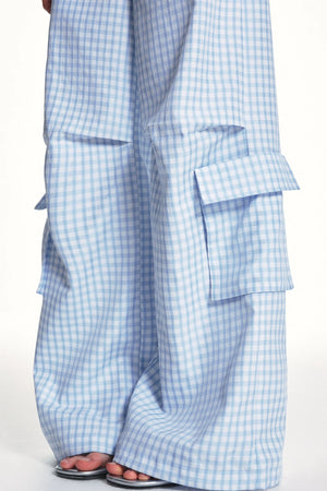 Blue Plaid Cargo Pants
