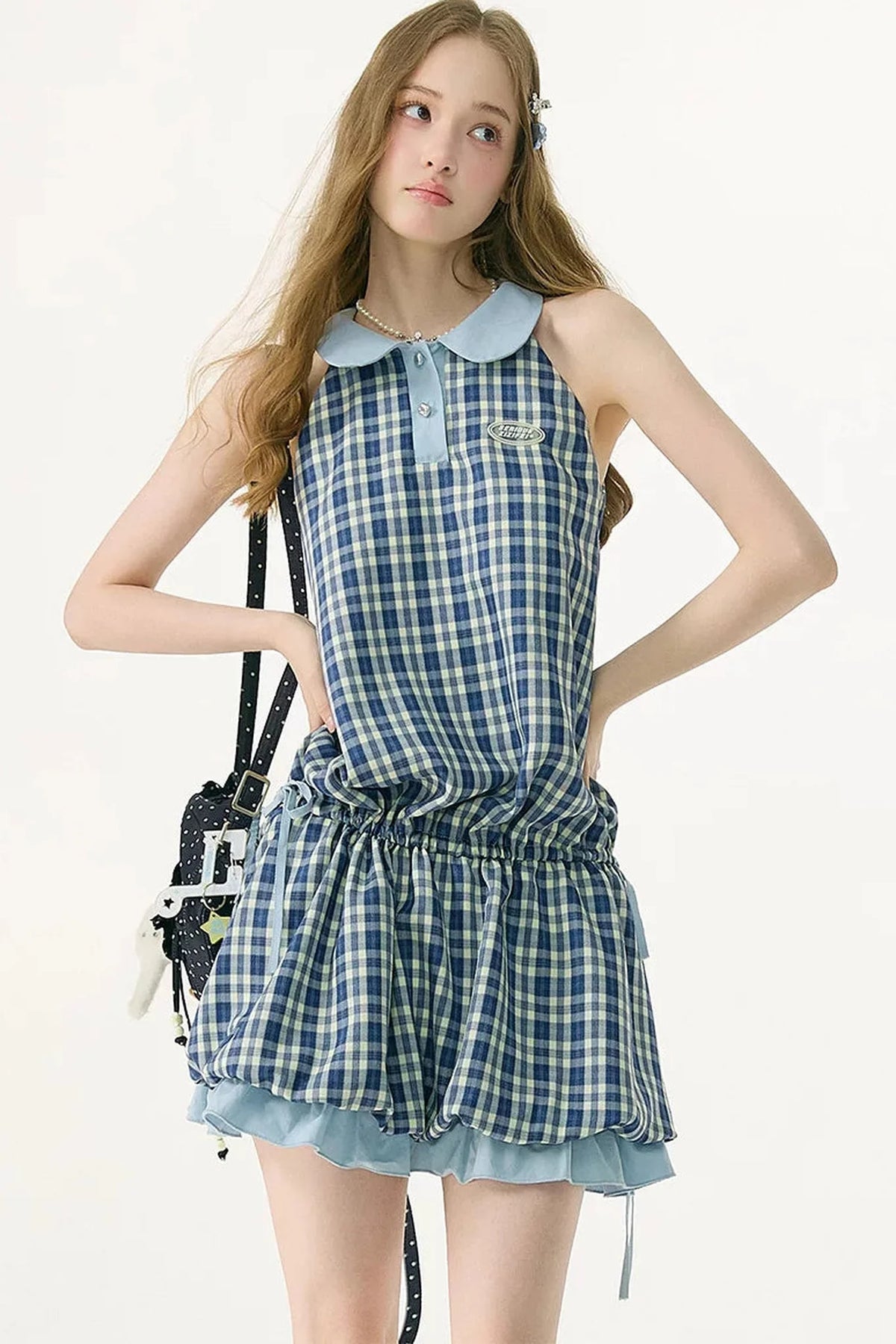 Blue Plaid Doll Collar Dress