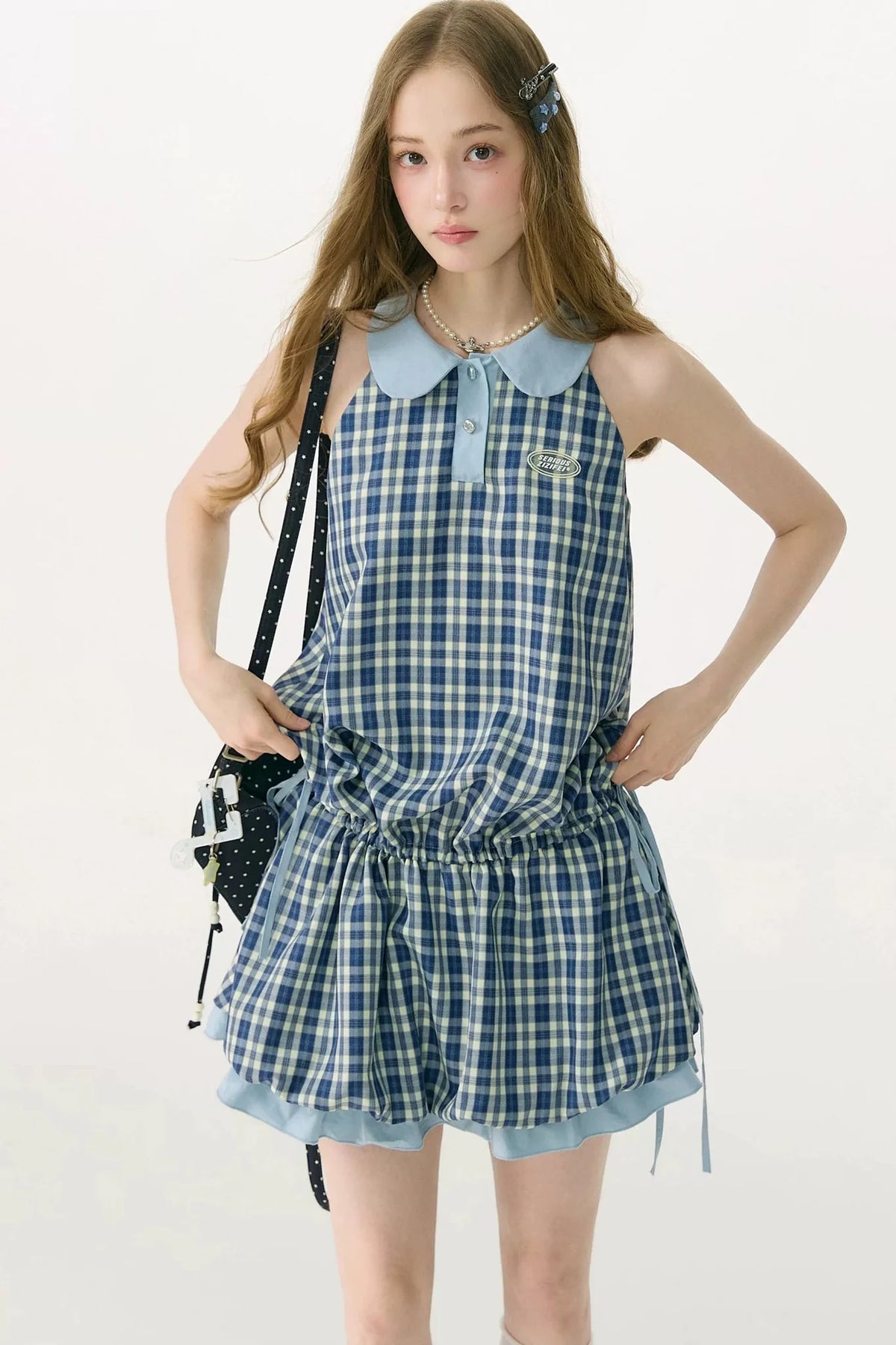 Blue Plaid Doll Collar Dress