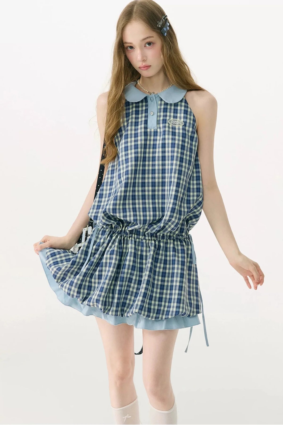 Blue Plaid Doll Collar Dress