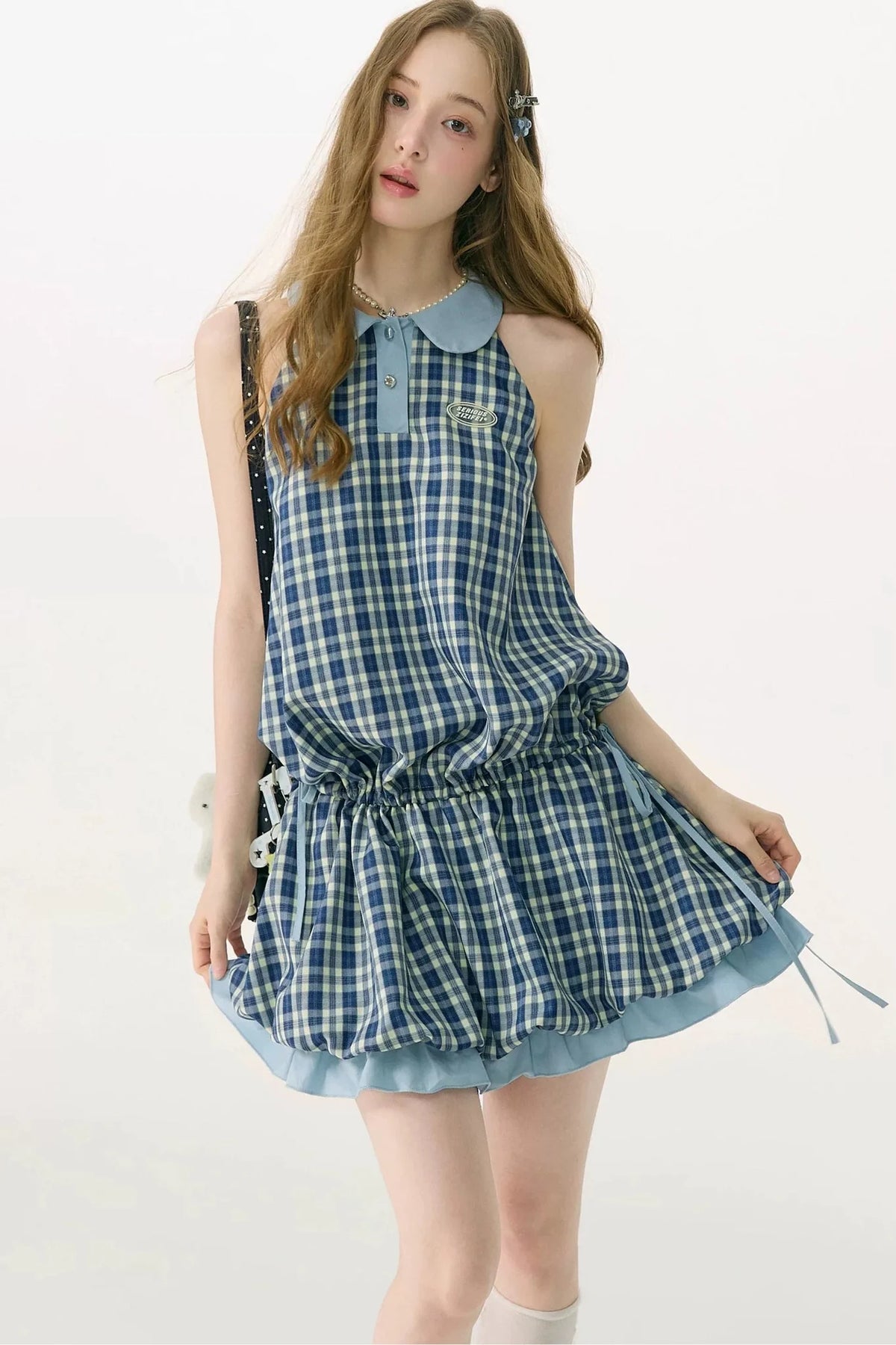 Blue Plaid Doll Collar Dress