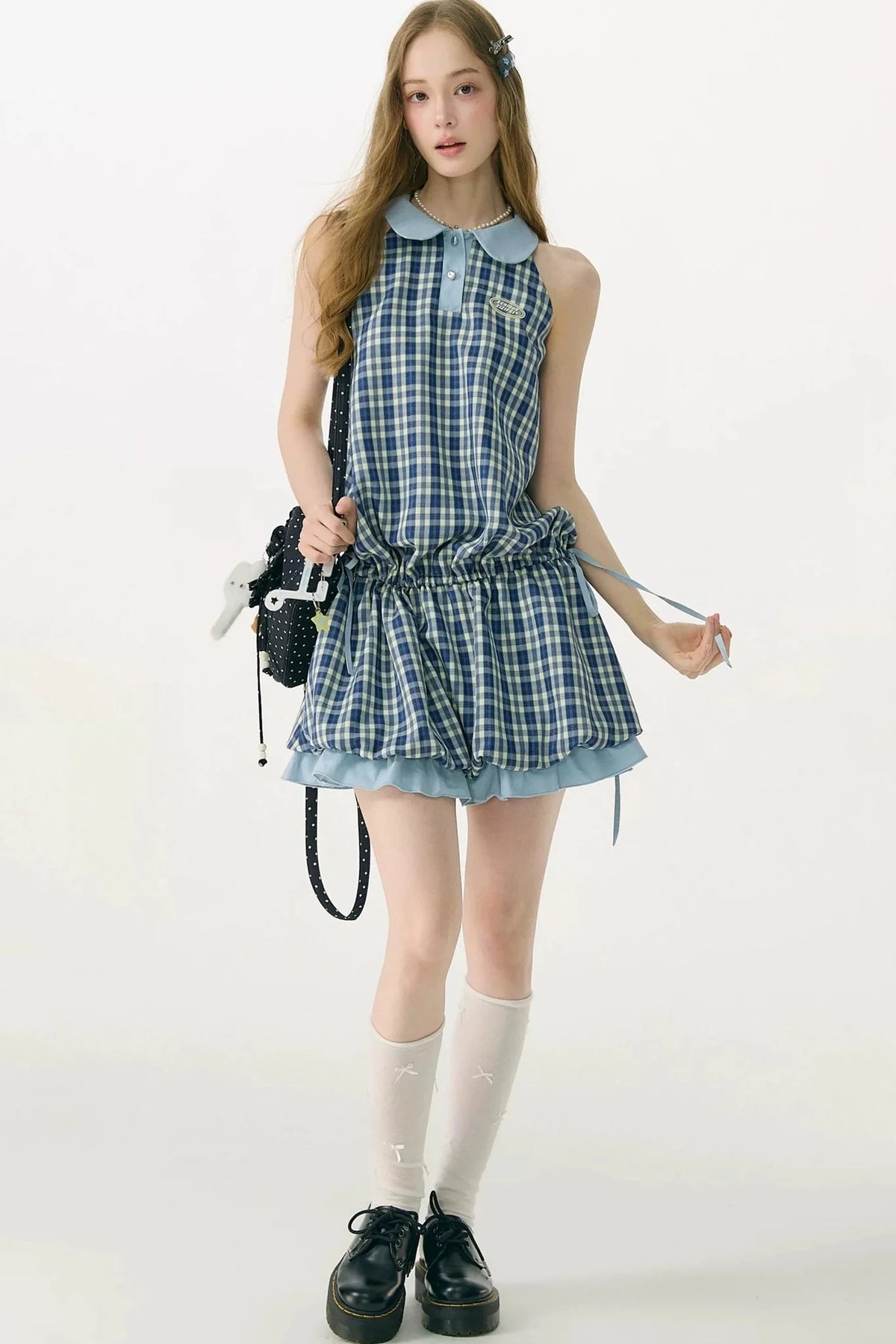 Blue Plaid Doll Collar Dress