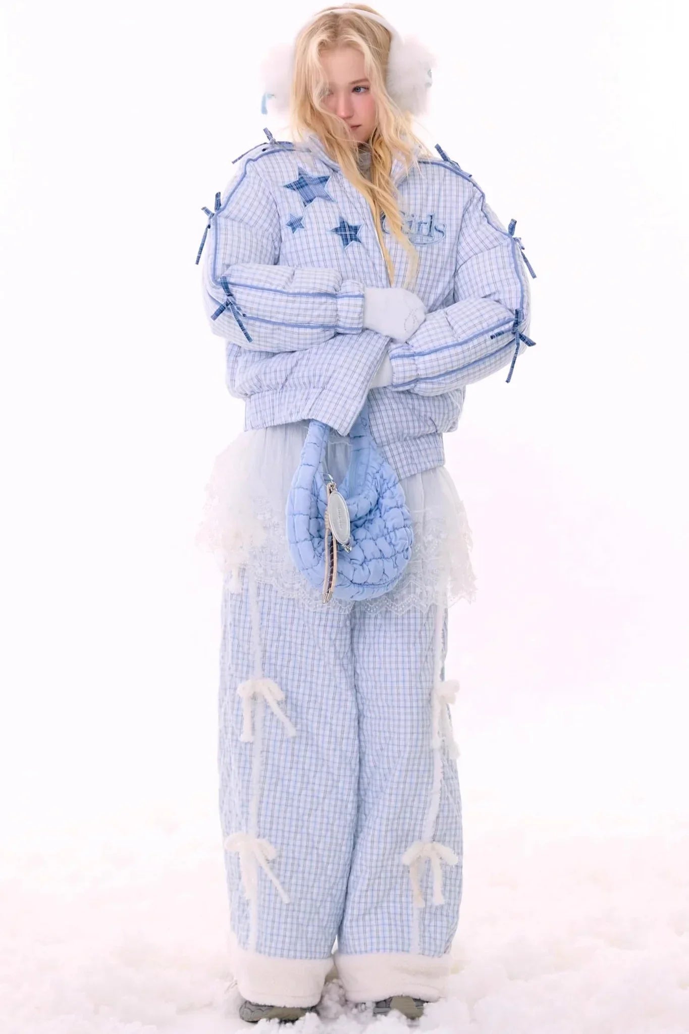 Blue Plaid Padded Jacket