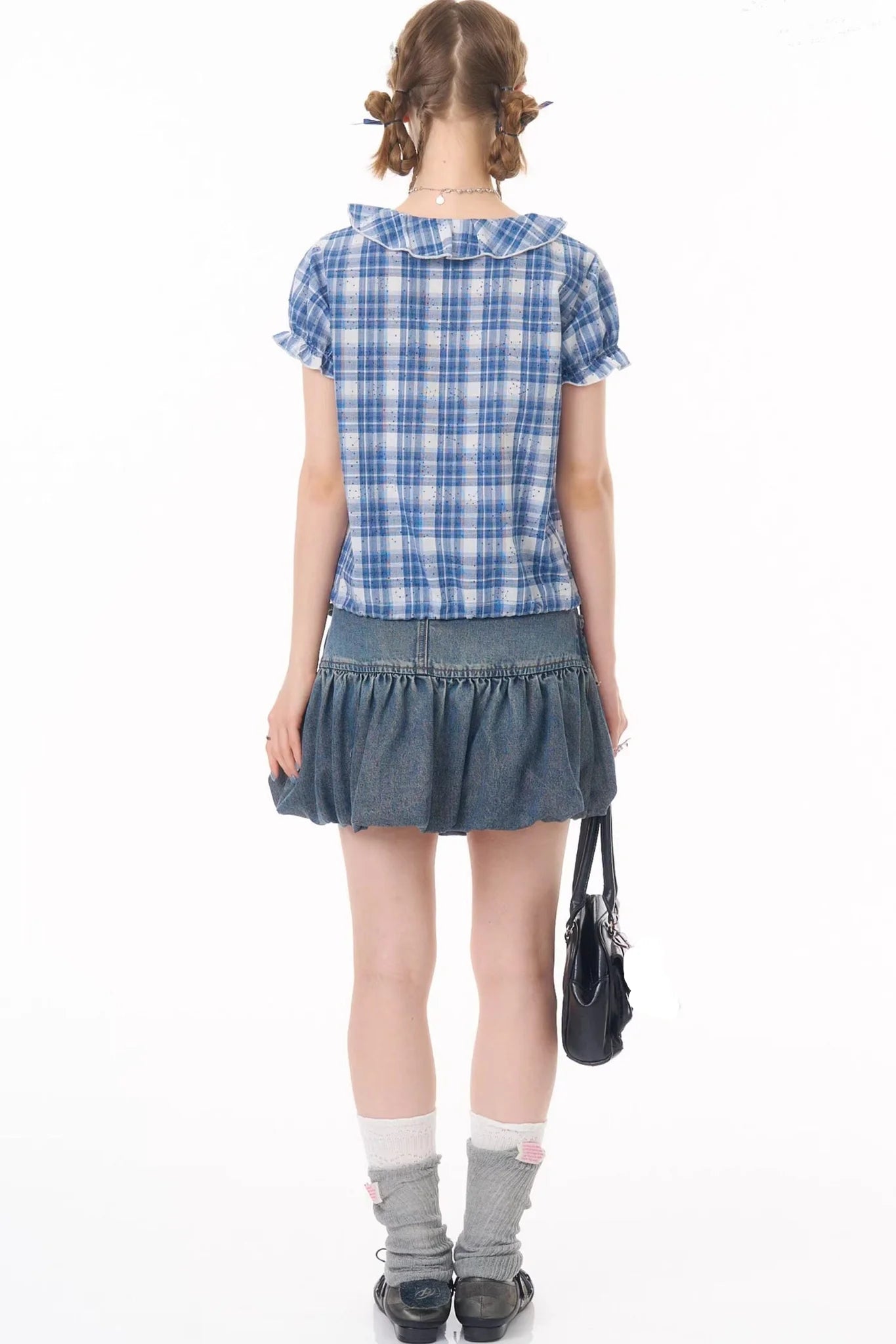 Blue Plaid Patchwork Shirt