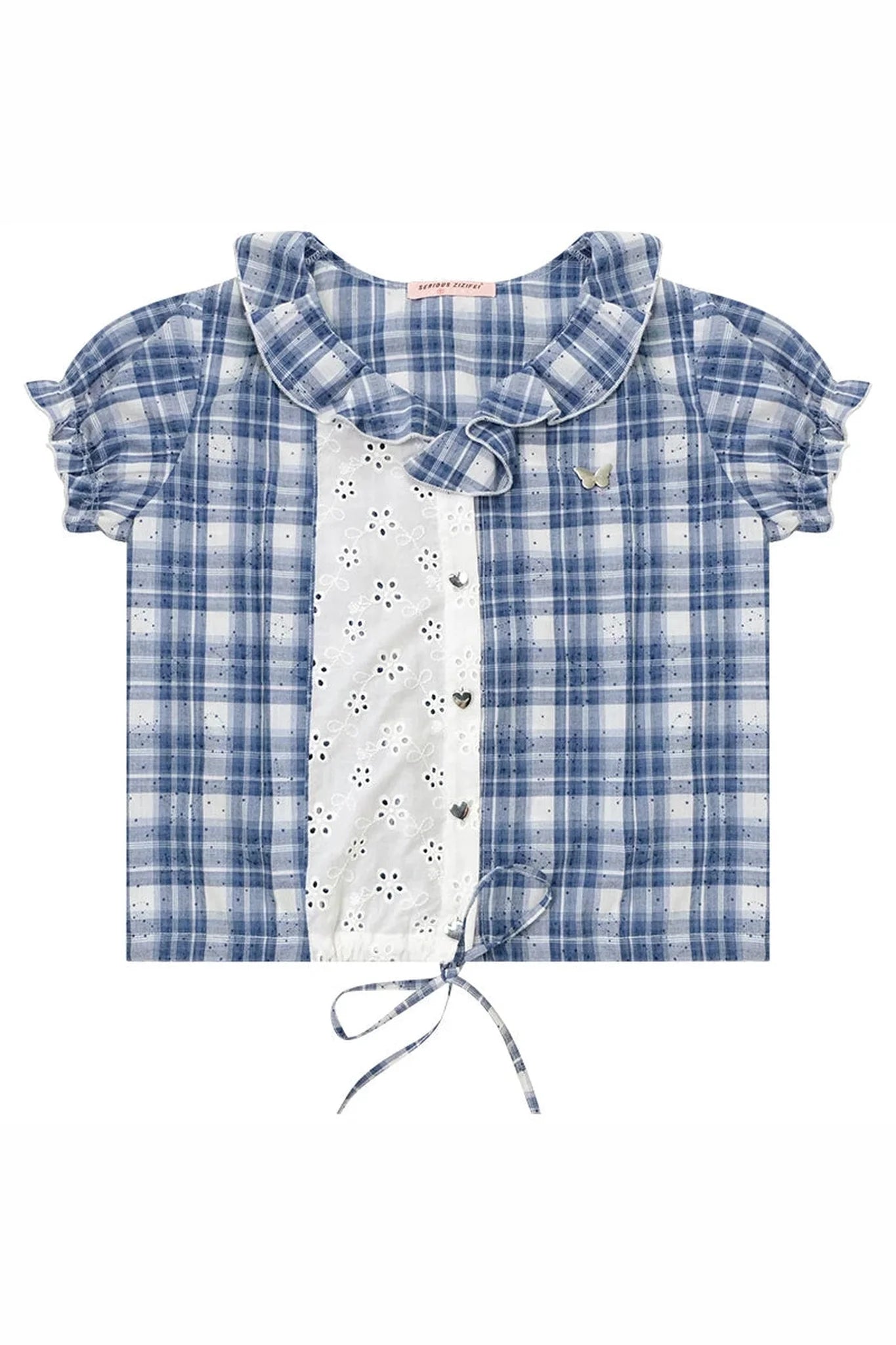 Blue Plaid Patchwork Shirt