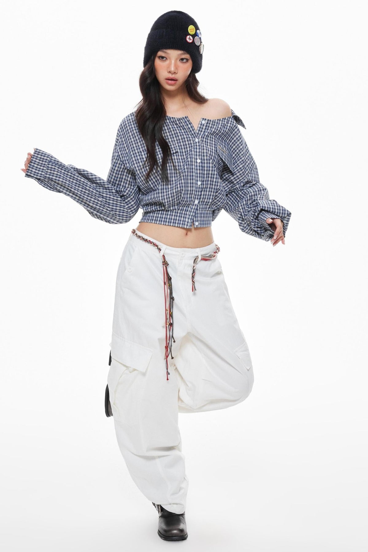 Blue Plaid Skirt Set-Up