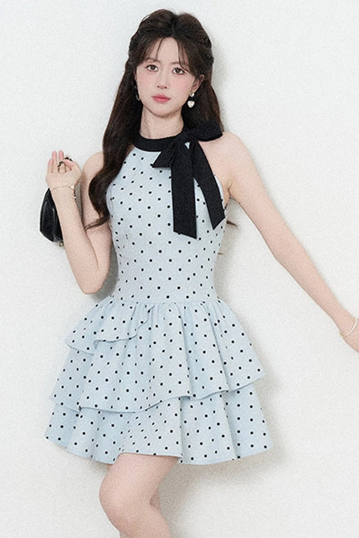 Blue Polka Dot Halter Dress