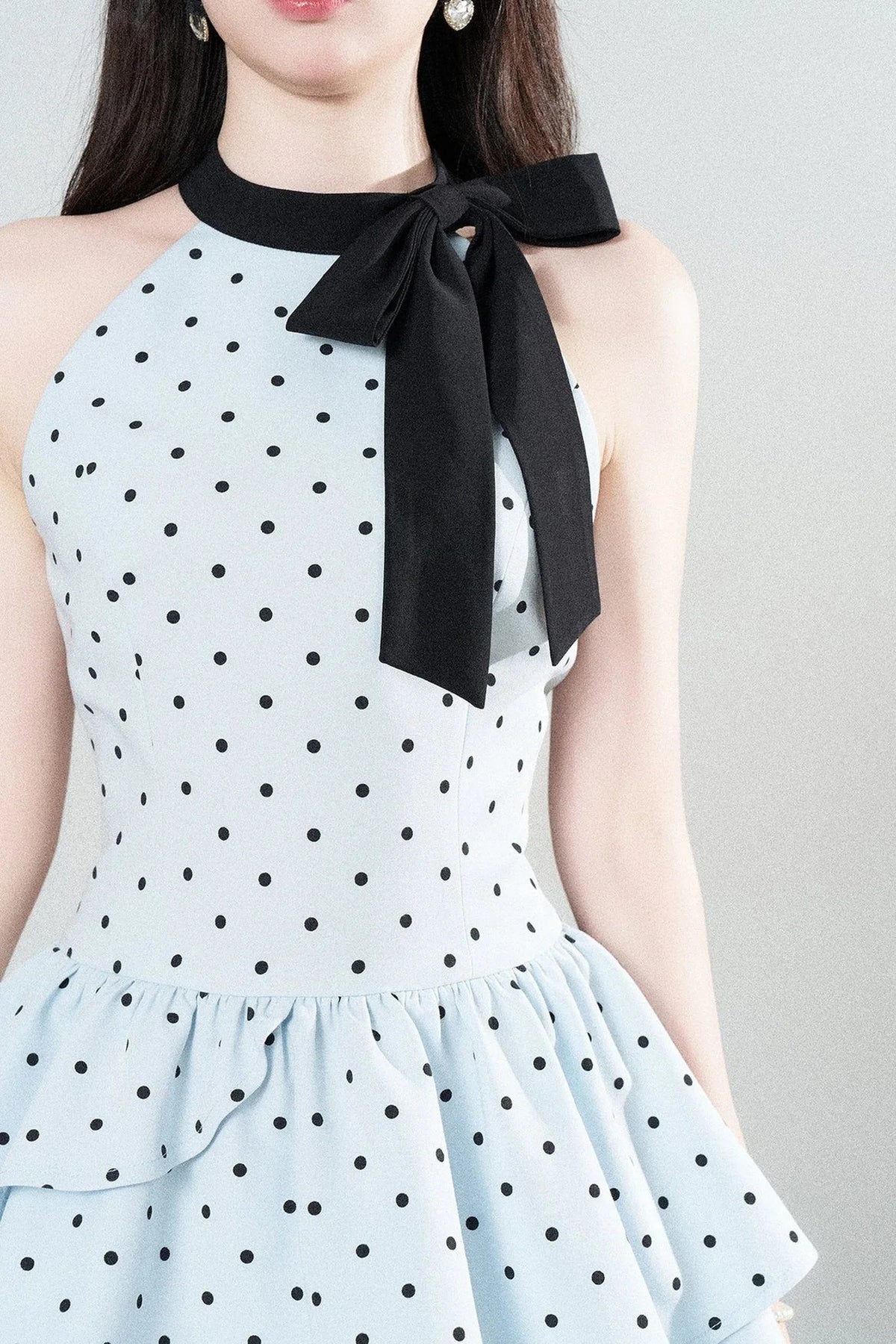 Blue Polka Dot Halter Dress