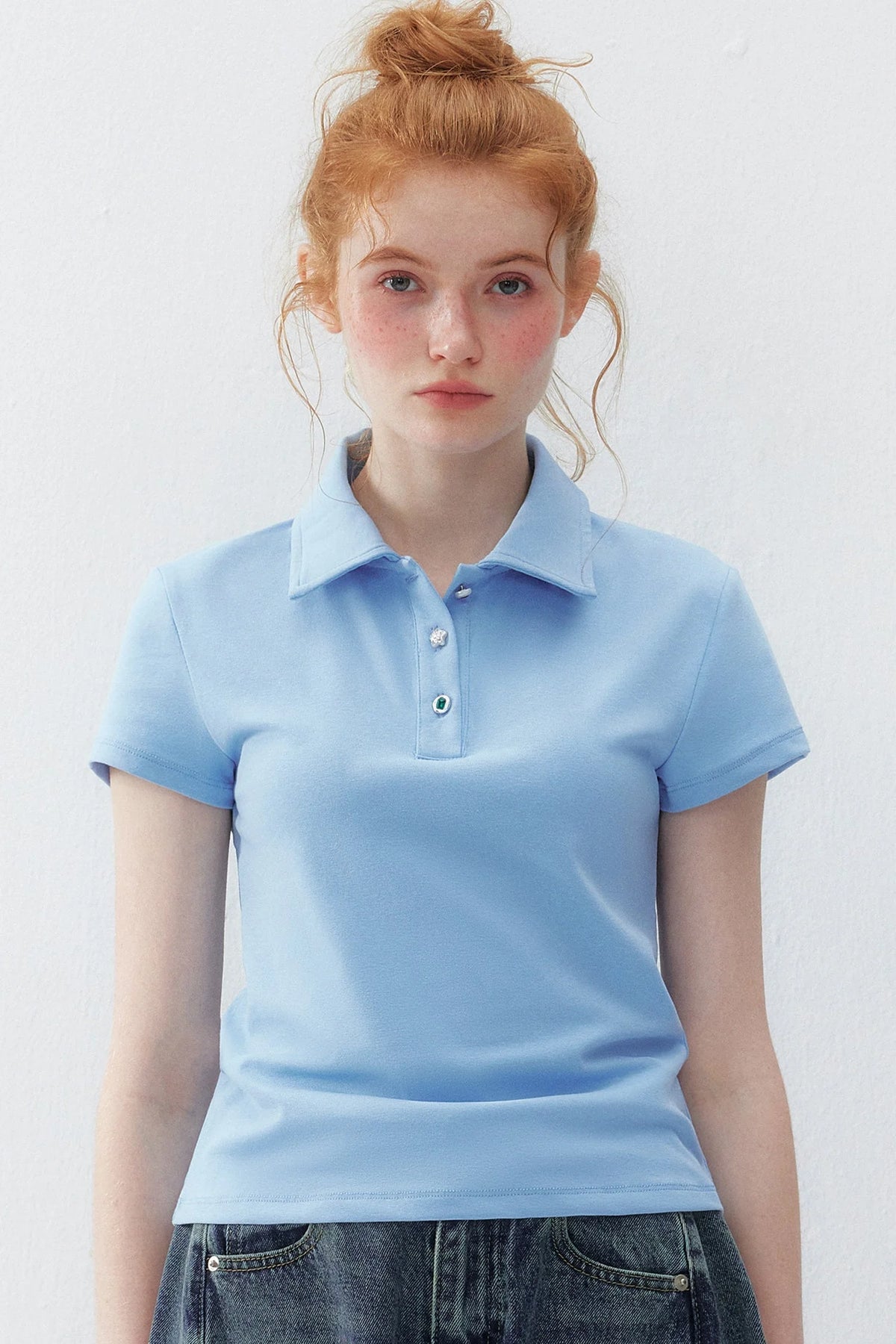 Blue Polo Collar T-Shirt