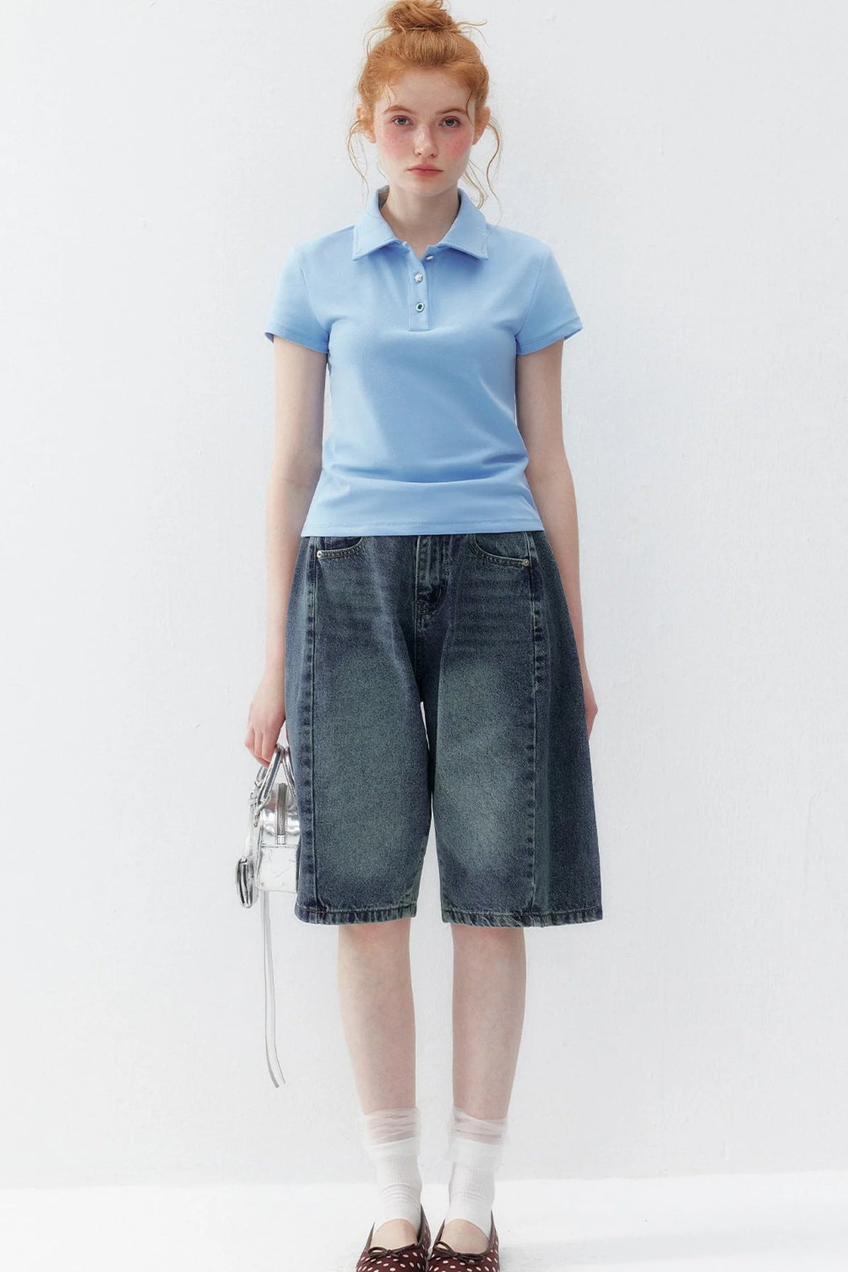 Blue Polo Collar T-Shirt