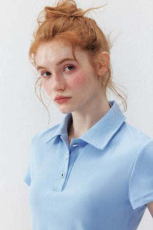 Blue Polo Collar T-Shirt
