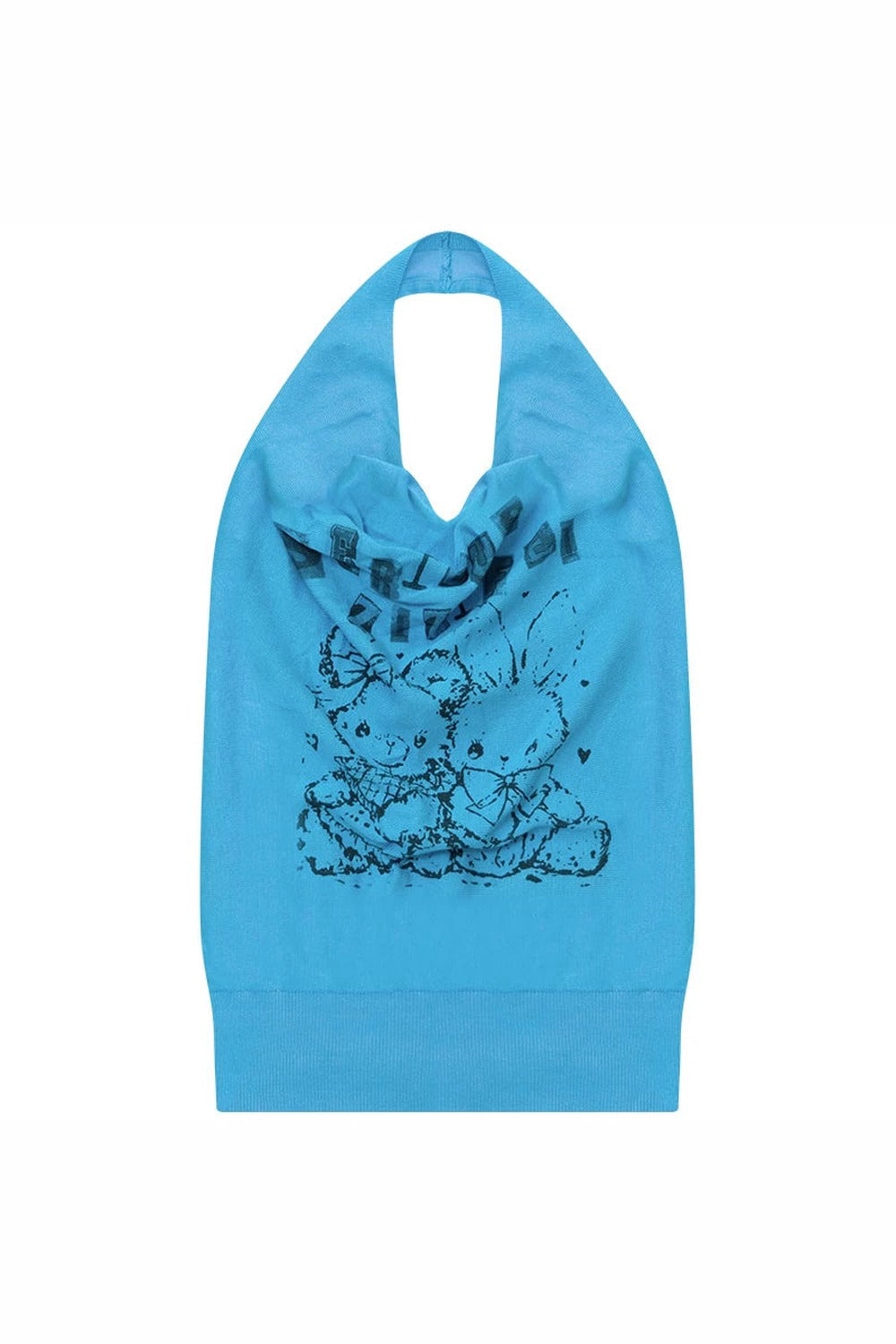 Blue Rabbit Print Halter Top