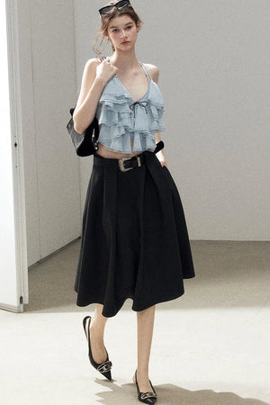 Blue Ruffle Top and Skirt Set-Up