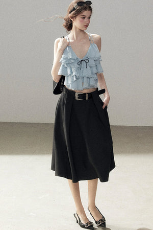 Blue Ruffle Top and Skirt Set-Up