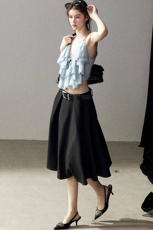 Blue Ruffle Top and Skirt Set-Up