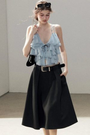 Blue Ruffle Top and Skirt Set-Up