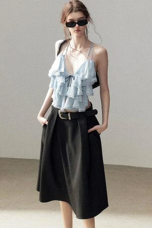 Blue Ruffle Top and Skirt Set-Up