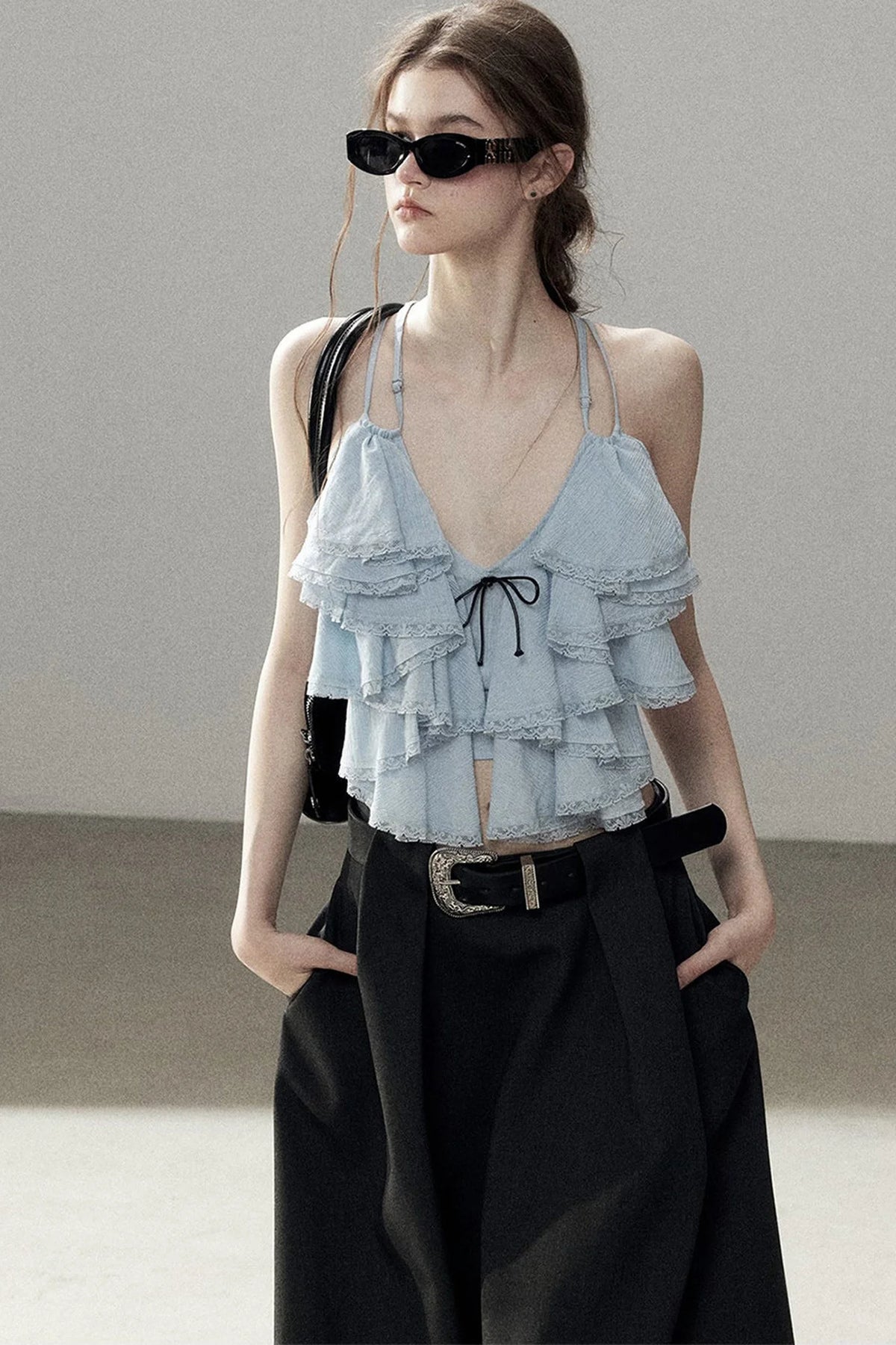 Blue Ruffle Top and Skirt Set-Up