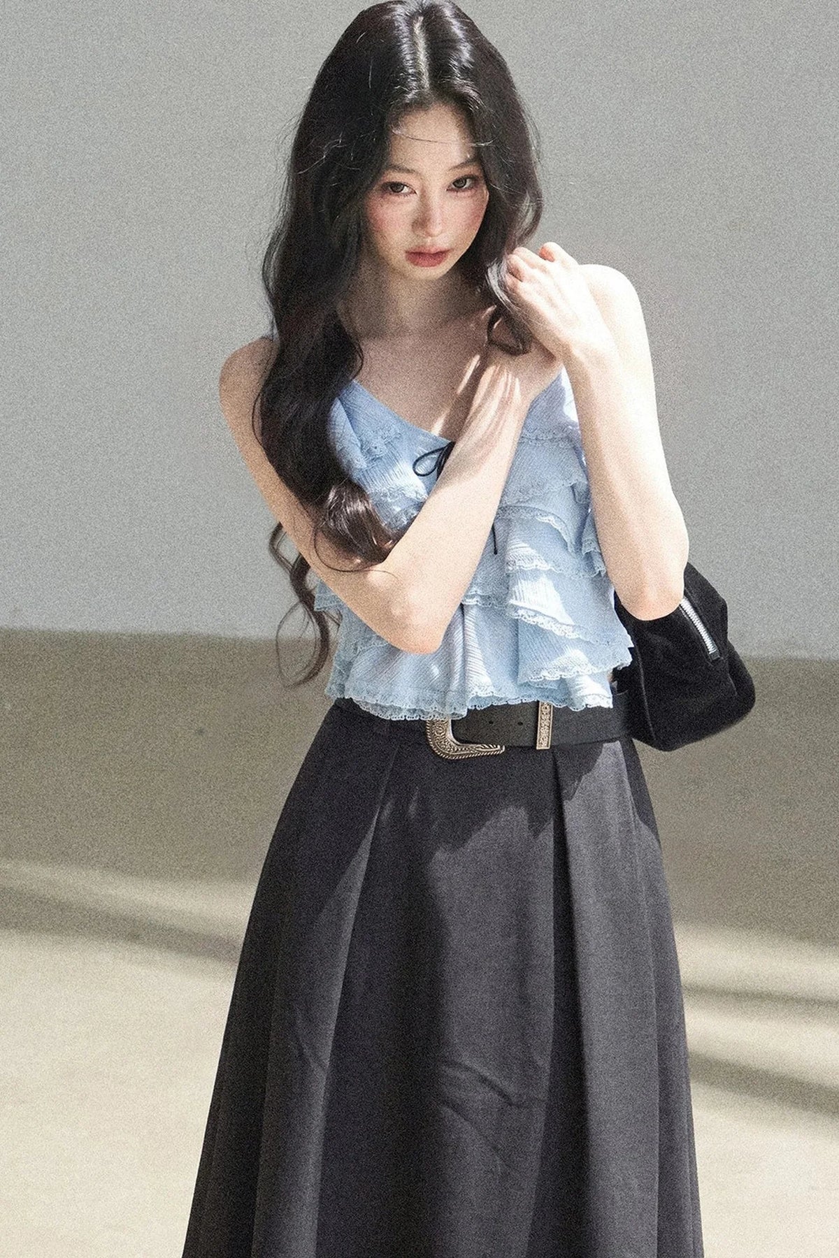 Blue Ruffle Top and Skirt Set-Up