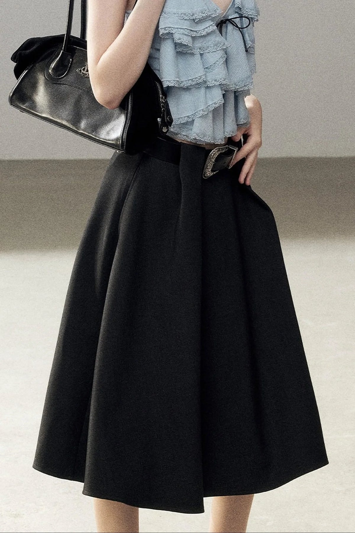Blue Ruffle Top and Skirt Set-Up