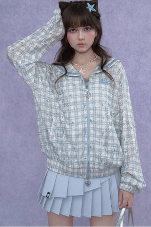 Blue Sailor Collar Sun Jacket