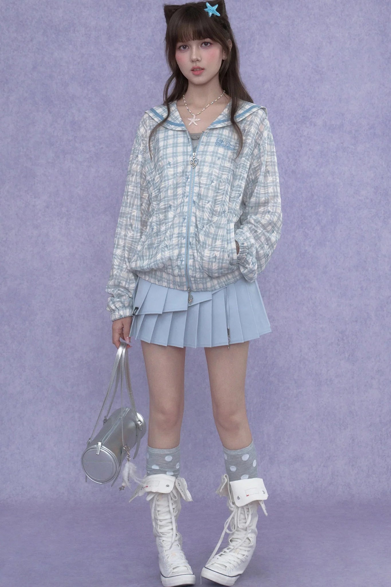 Blue Sailor Collar Sun Jacket